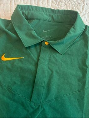Nike Green Pull Over Polo with Yellow Swoosh and Button